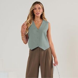 Sage Linen Vest